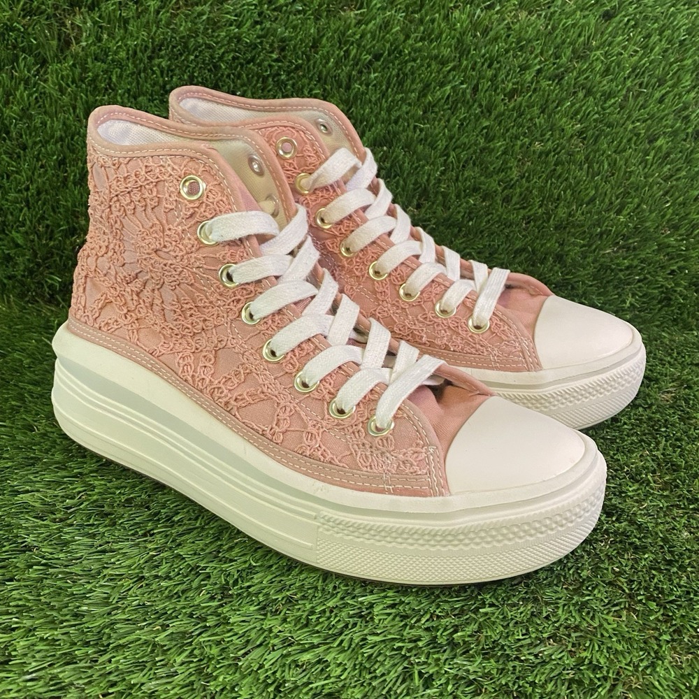 Converse CTAS‎ Move Platform High Daisy Cord Women's Size 9 Sneakers Rust Pink
